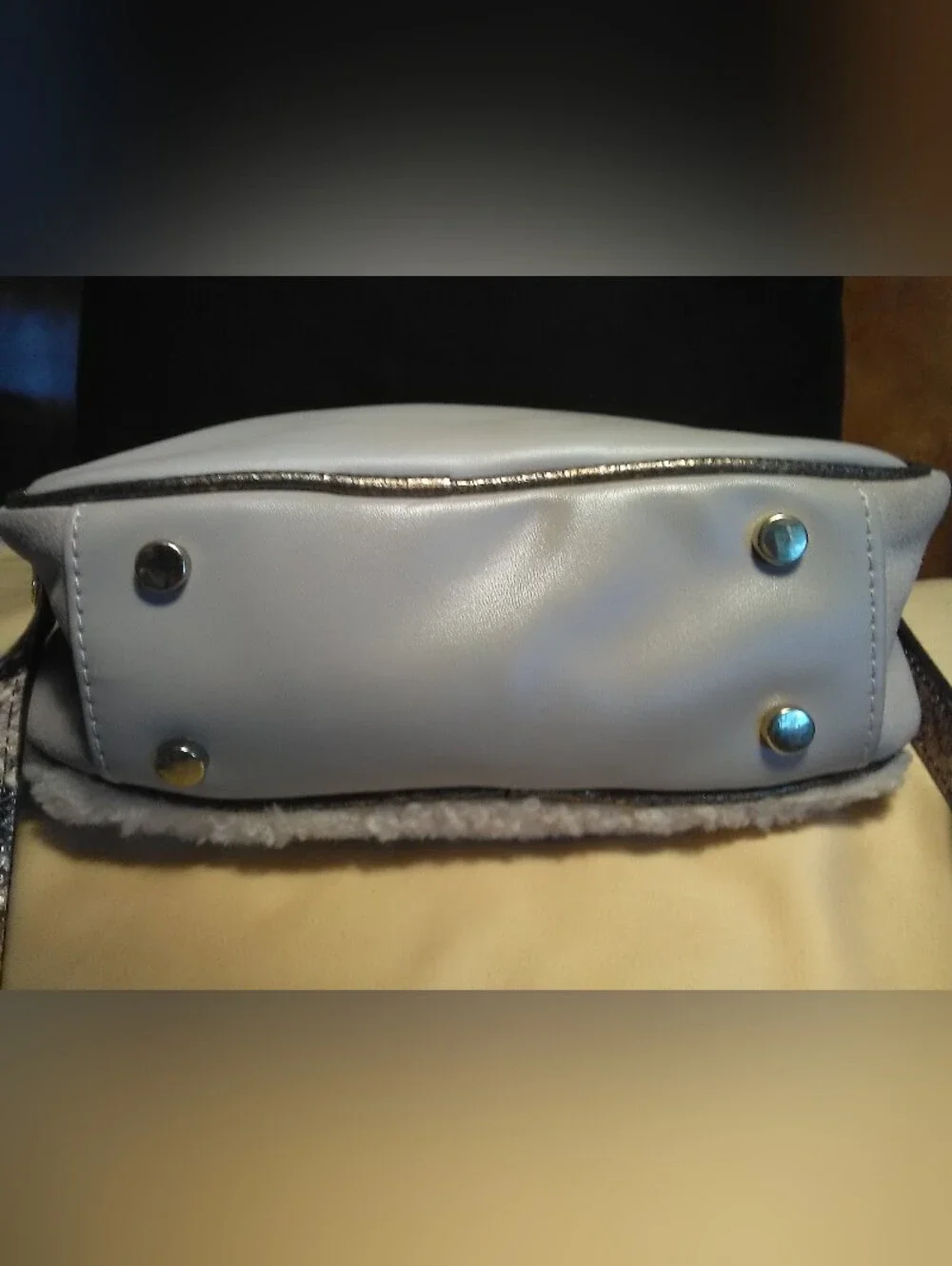 LK. NEW *BEIGE* SAM EDELMAN LEATHER & Shearling Crossbody Bag W/ Fringe Strap
